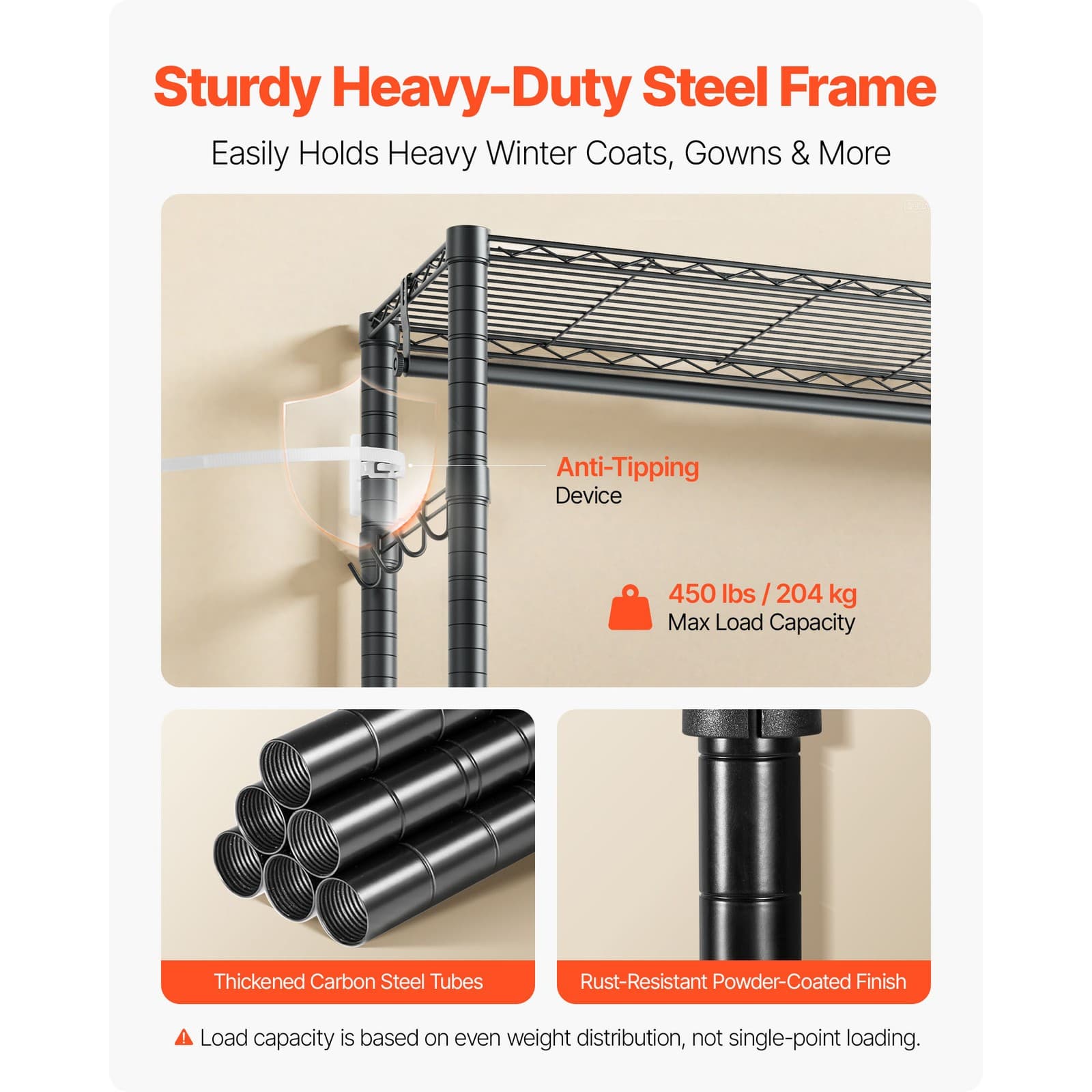 Uimoso Adjustable 3-Tier Rolling Garment Rack for Clothing Storage, Black 4