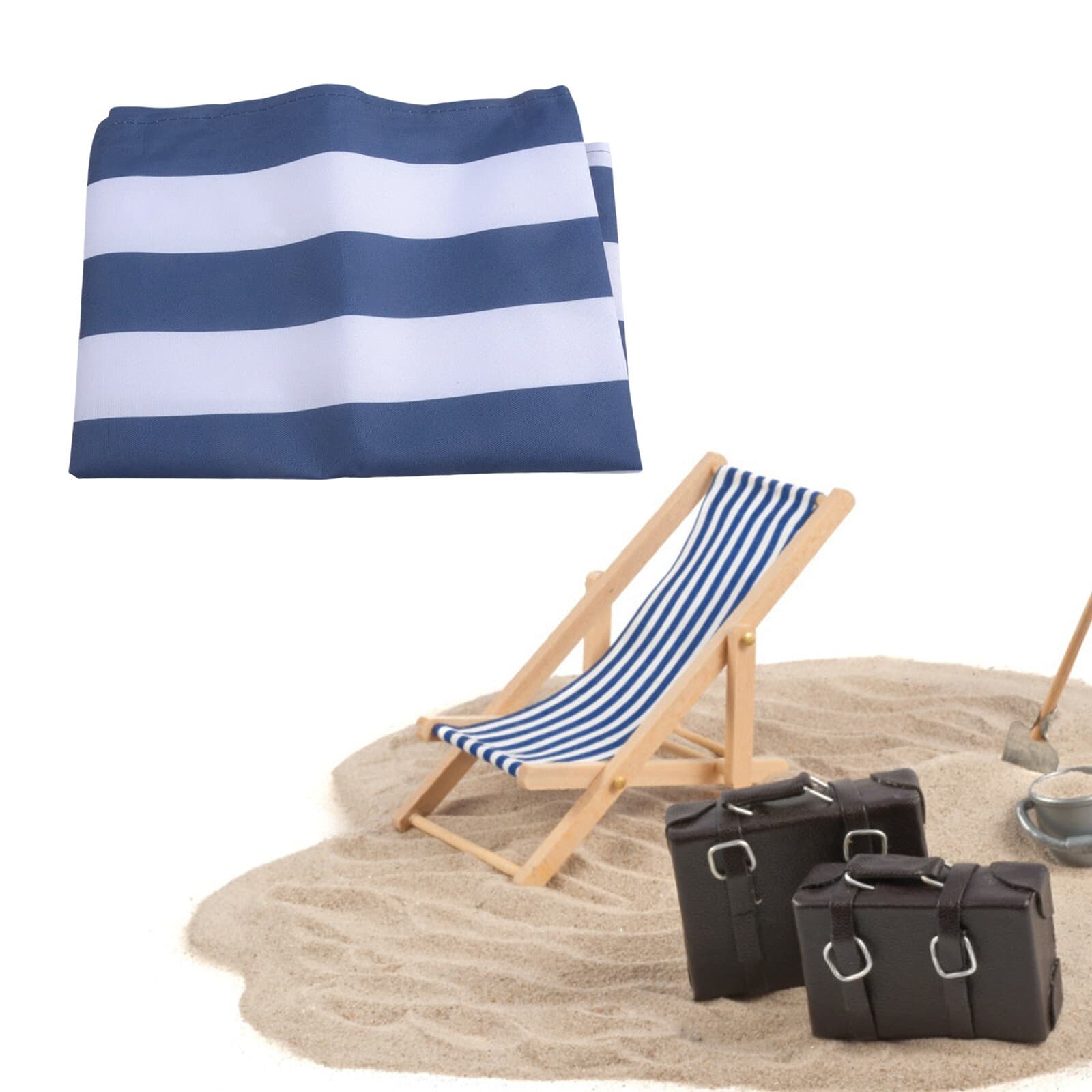 Beach Lounger Replacement Cloth Polyester cloth Fabric 120x44 cm White And Blue 3