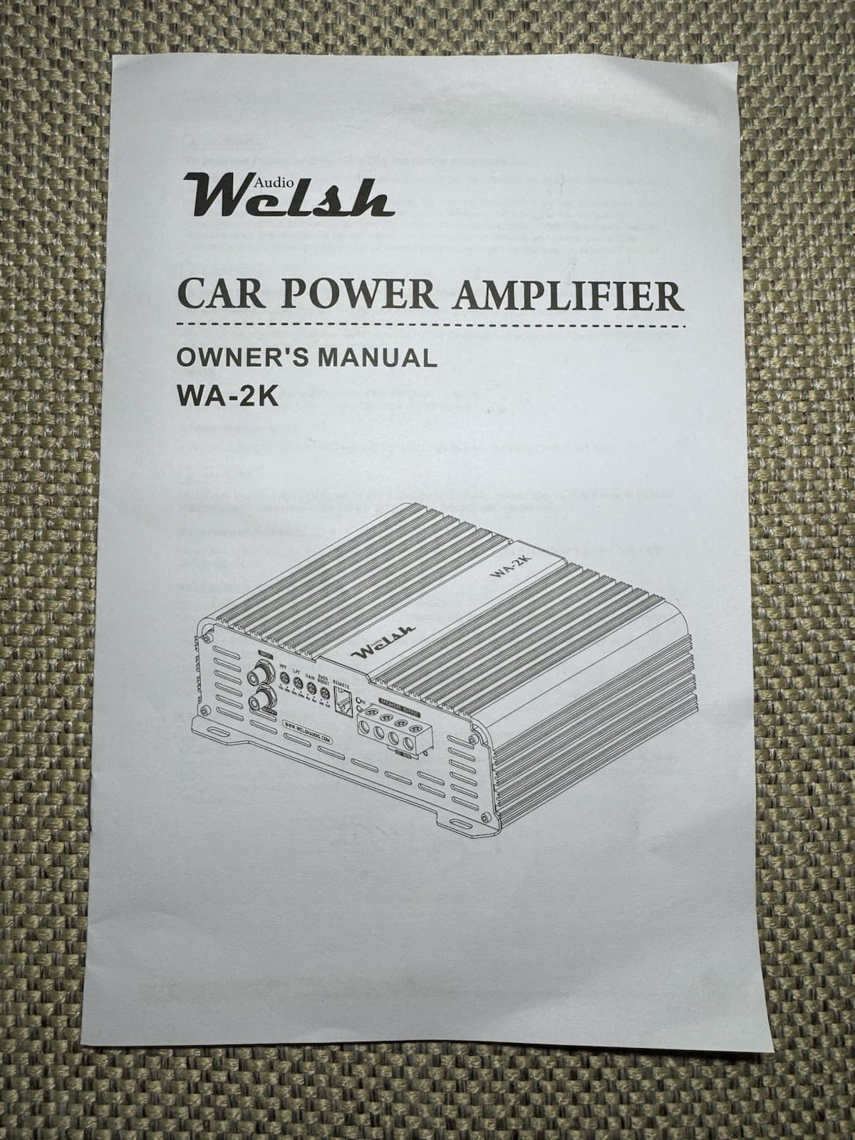 Welsh Audio WA-2K Amplifier (1/0 Inputs) 2400 Watts RMS 5