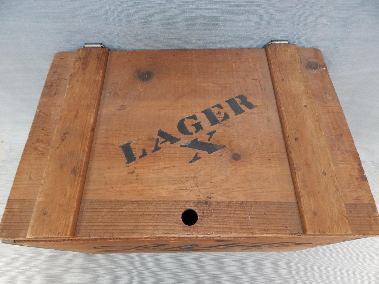 Vintage Schlitz Lager X Wood Crate w/Lid, Gideon, Missouri 2