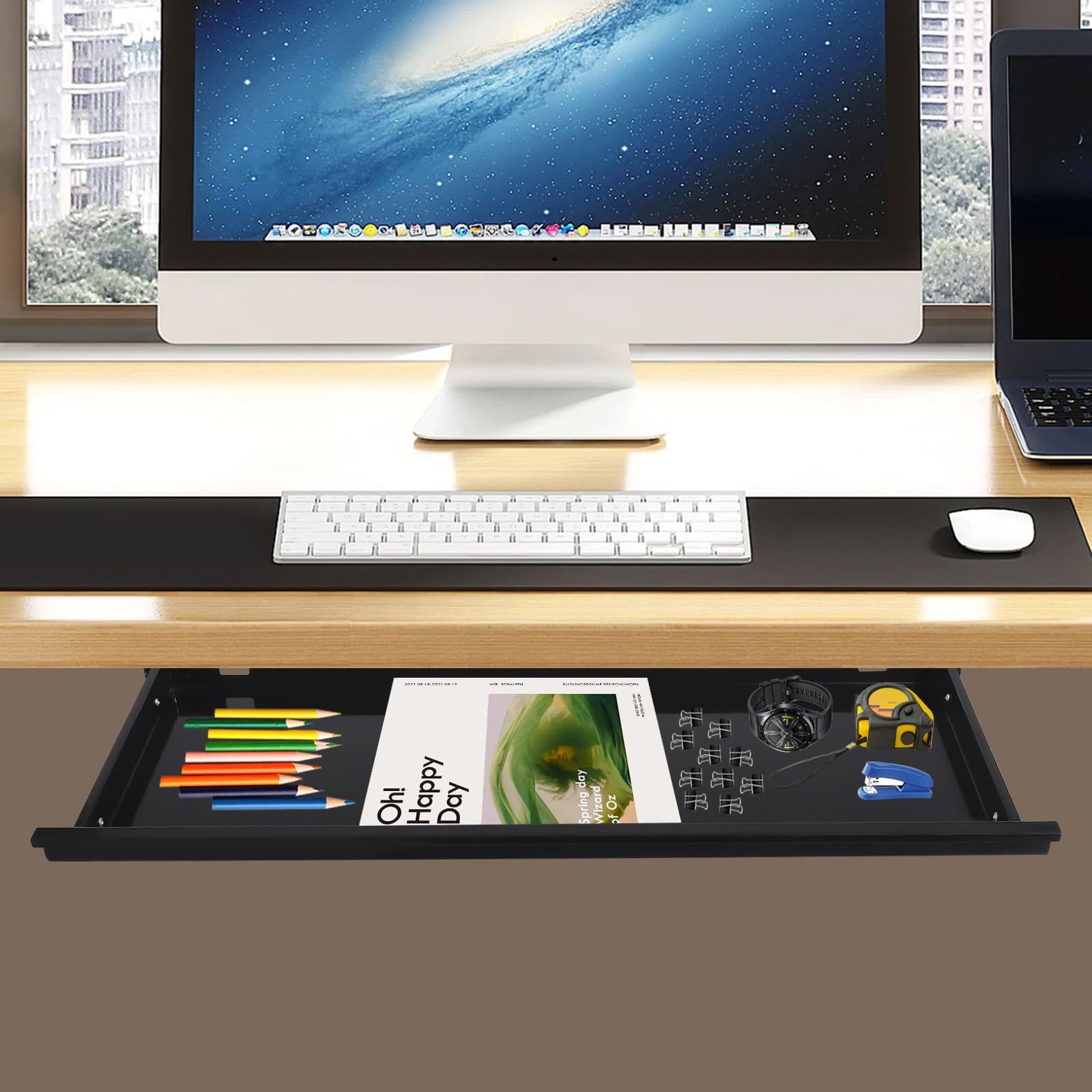 Drawer Storage Organizer, Iron Pull-out Drawer 29"Dx9.8"Wx1.4"H 5