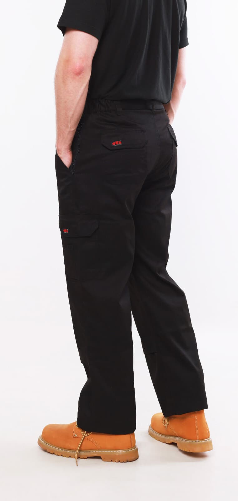 Mens Cargo Combat Work Trousers with Knee Pad Pockets by BKS - BLACK or NAVY 3