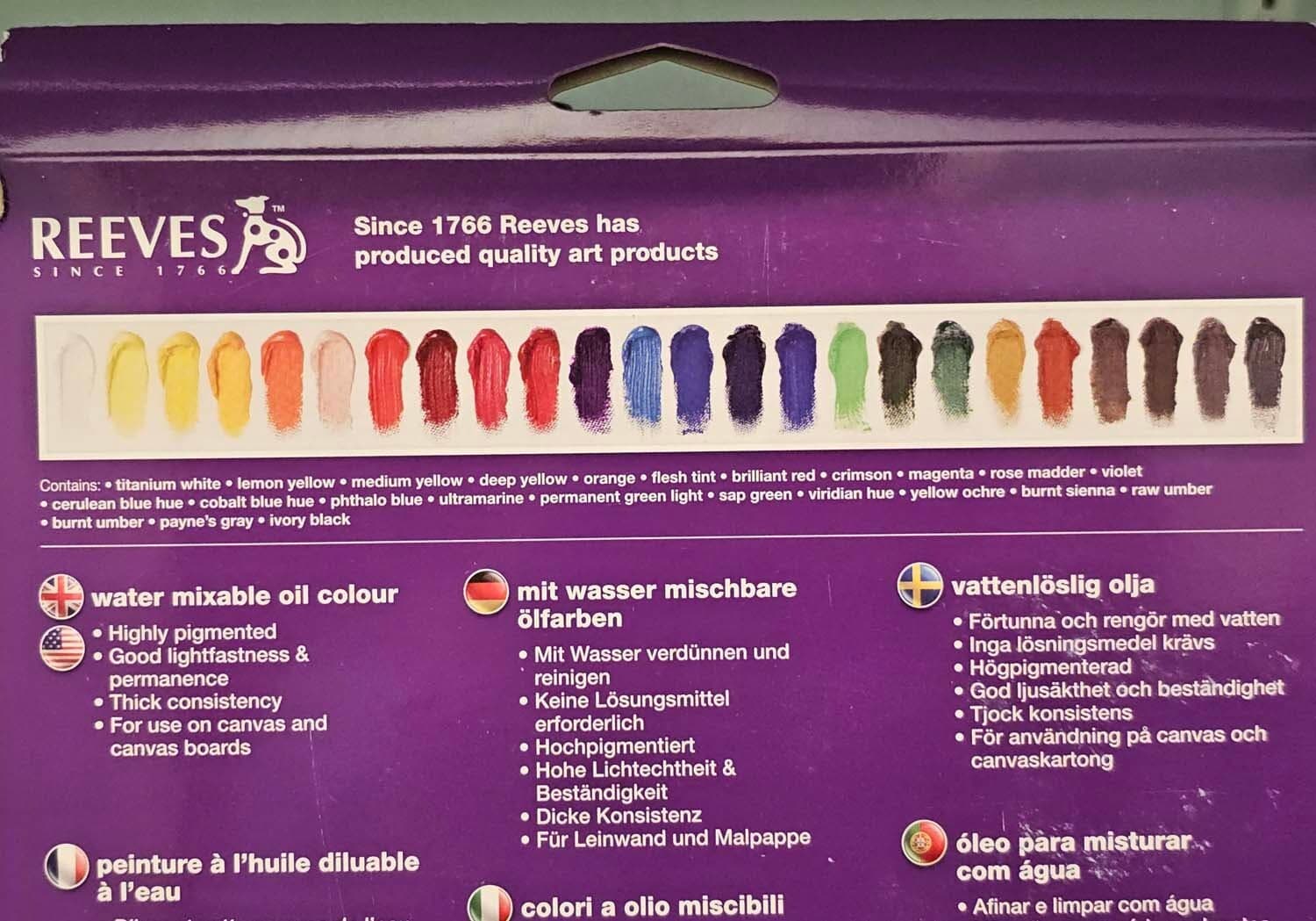 Reeves Water Mixable Oil Colour 24 Artist Colours 12 mL 0.4 fl.oz 4