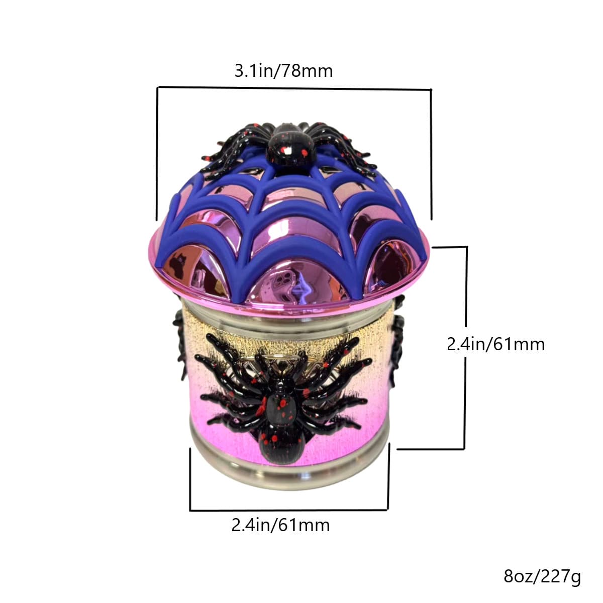 3.1" 4 PC 3D Spider Web Design  Tobacco Herb Spice Grinder Smoke Crusher Shiny 3