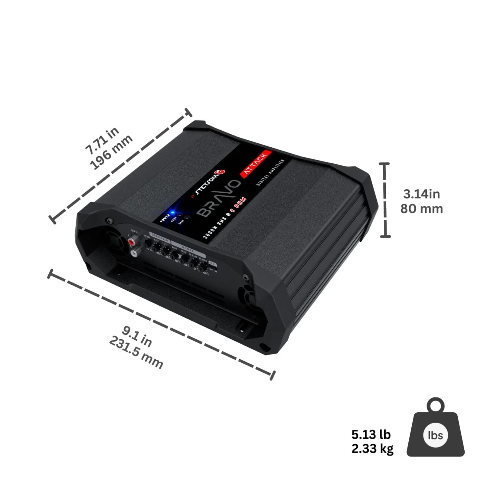 STETSOM BRAVO ATTACK 3000 1OHM 3000W RMS + SAME DAY SHIPPING FROM USA! 4