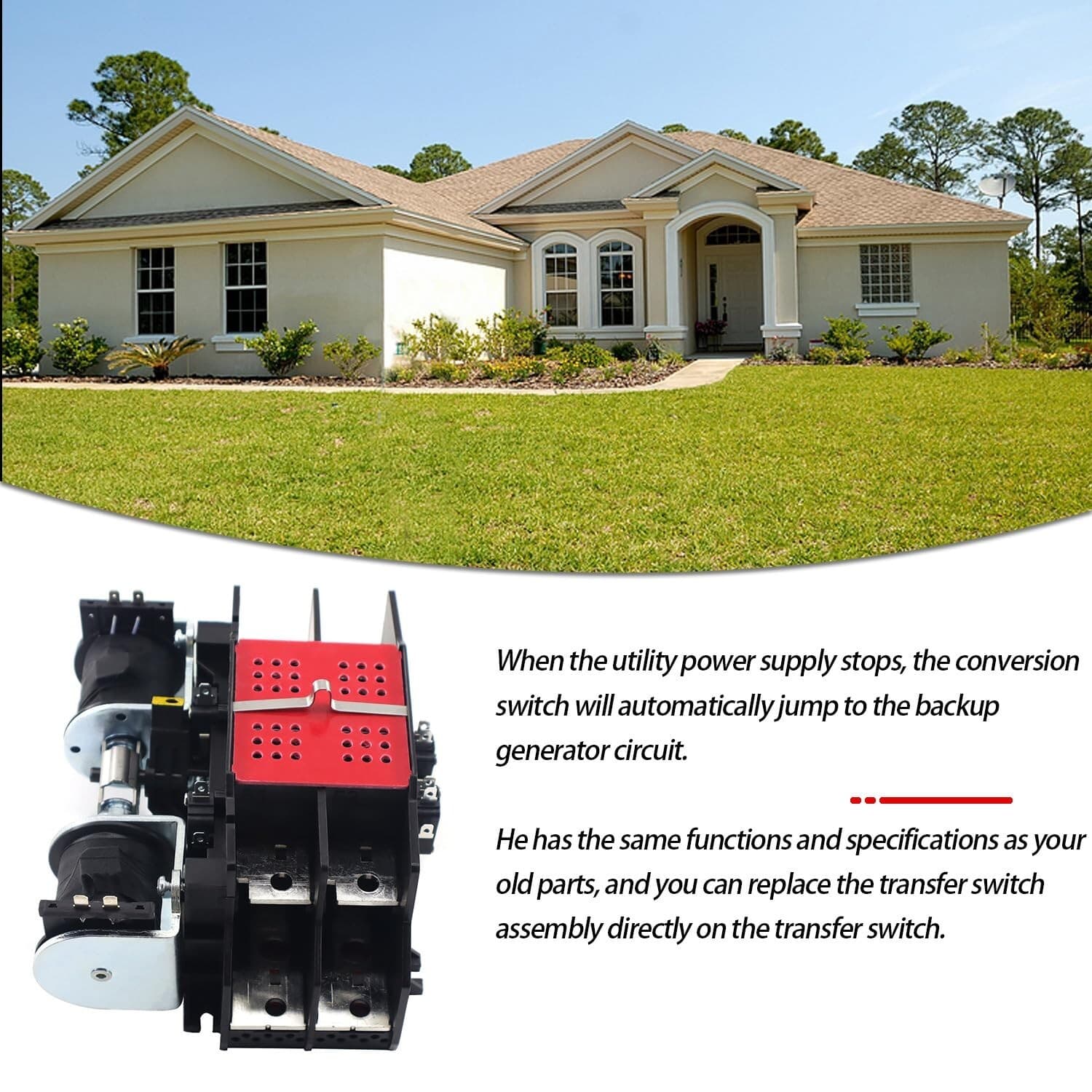 0L2911 200A Automatic Transfer Switch with Handle For Generac 200 Amp 2P 250V 6