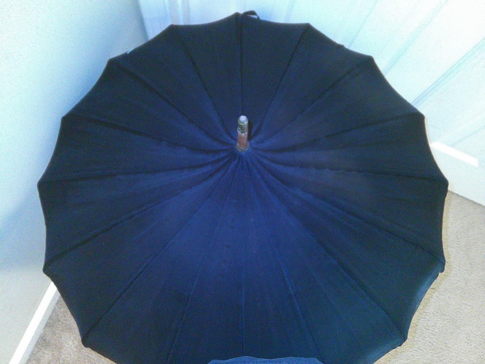 Antique 1930s-40s Toledo Pagoda Umbrella Black 16 Rib Faux Tortoiseshell Handle 6