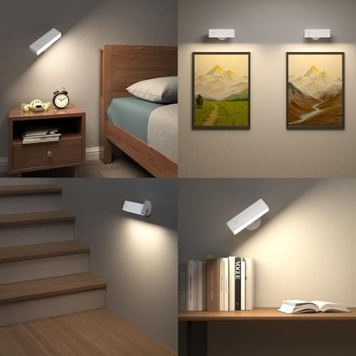  LED Wall Sconce, Wall Mounted Lamp with 4000 mAh 1Pack-Touch Control White 6