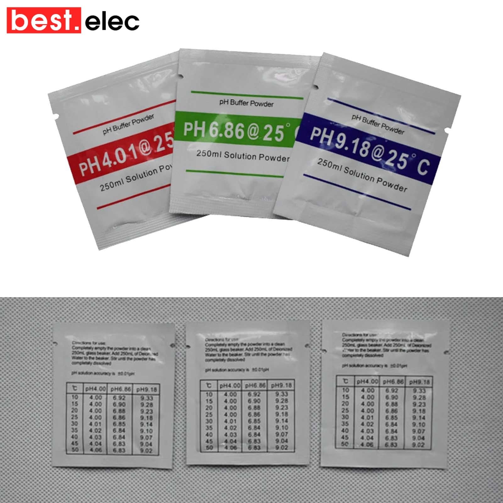 15 PCS PH BUFFER SOLUTION POWDER PRECISE CALIBRATION - pH 4.01 / 6.86 / 9.18 2