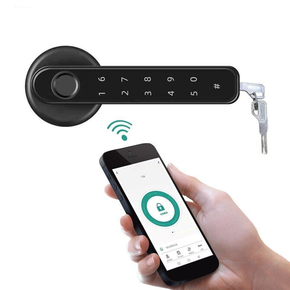 Smart Biometric Door Lock Bluetooth APP Control Fingerprint Door Lock Handle 5
