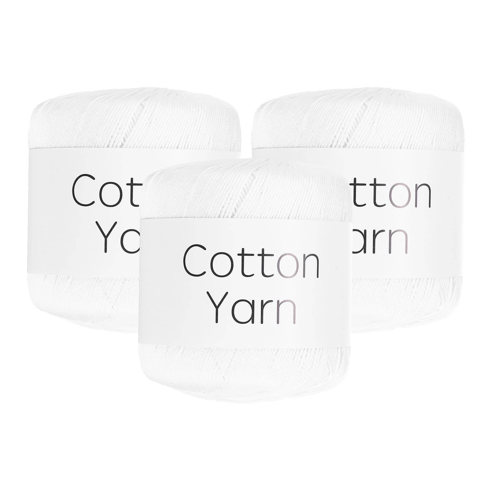 Cotton Yarn,Soft Knitting Yarn 3 Packages of 120g/4.23oz/Cream White