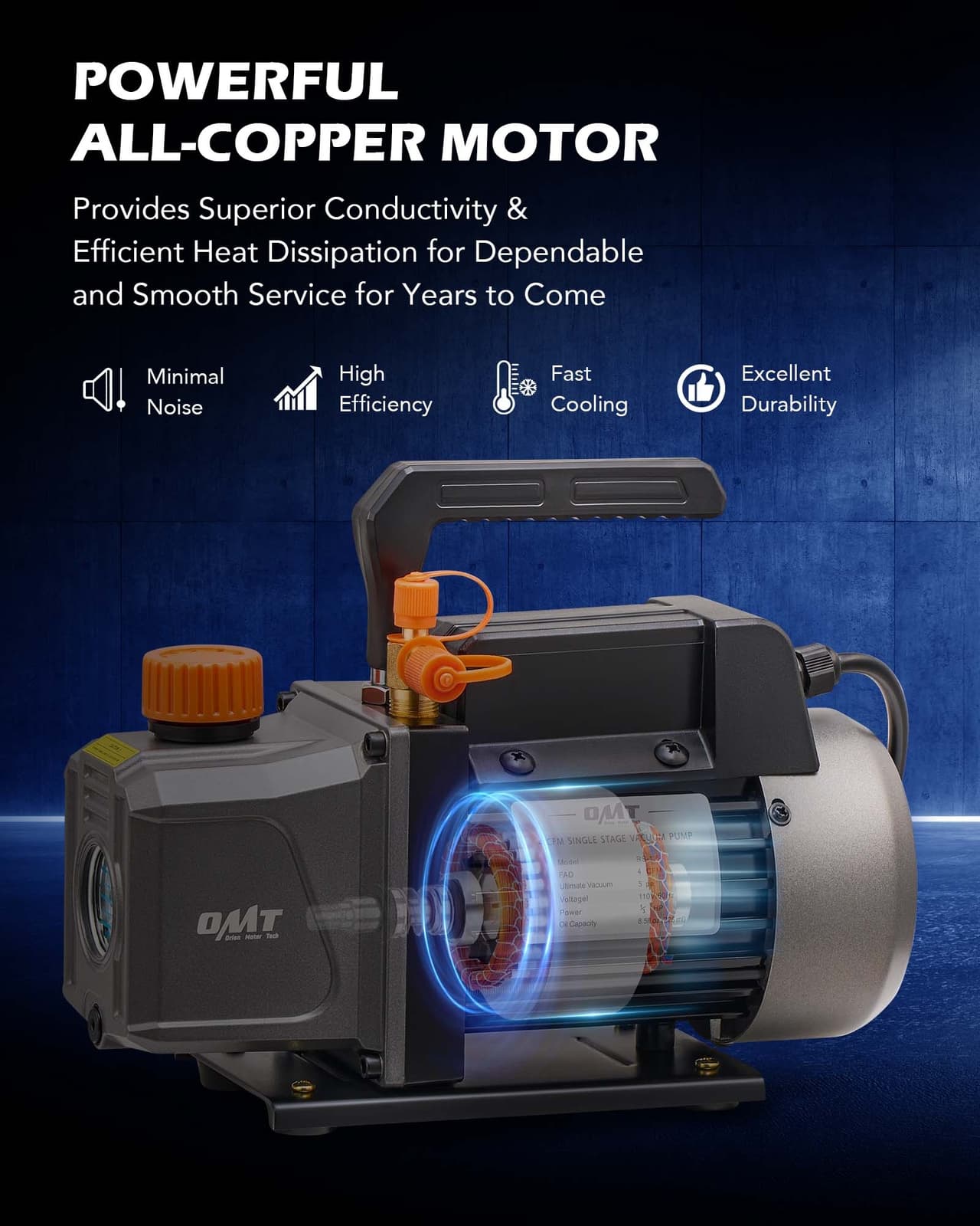 OMT Combo 1/3HP 4CFM Air Vacuum Pump MANIFOLD GAUGE Set HVAC AC Refrigerant Kit 5