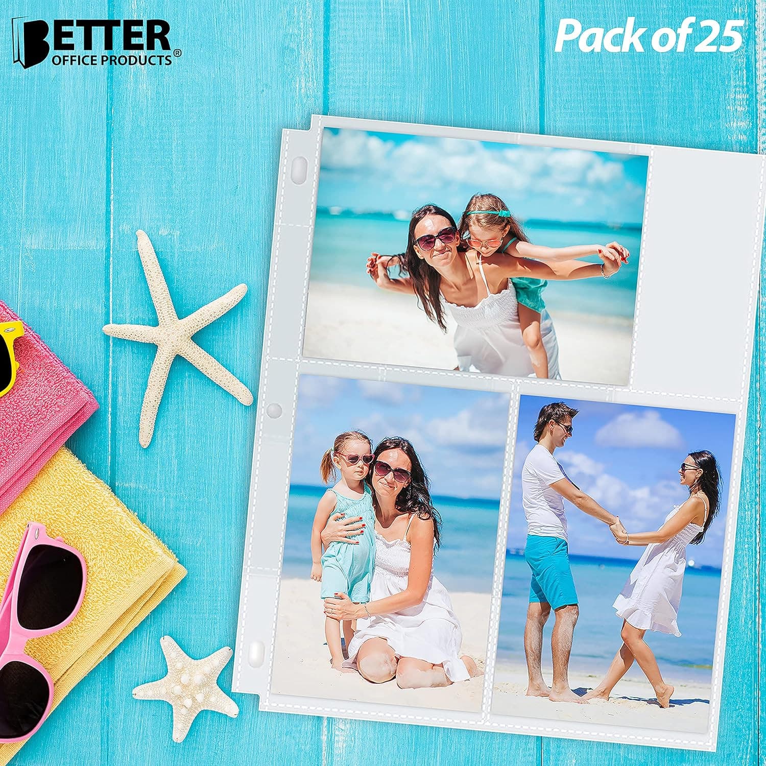 50 Pack 4X6" Photo Album Refill Pages for 3 Ring Binder,Ultra-Clear Photo Sleeve 3