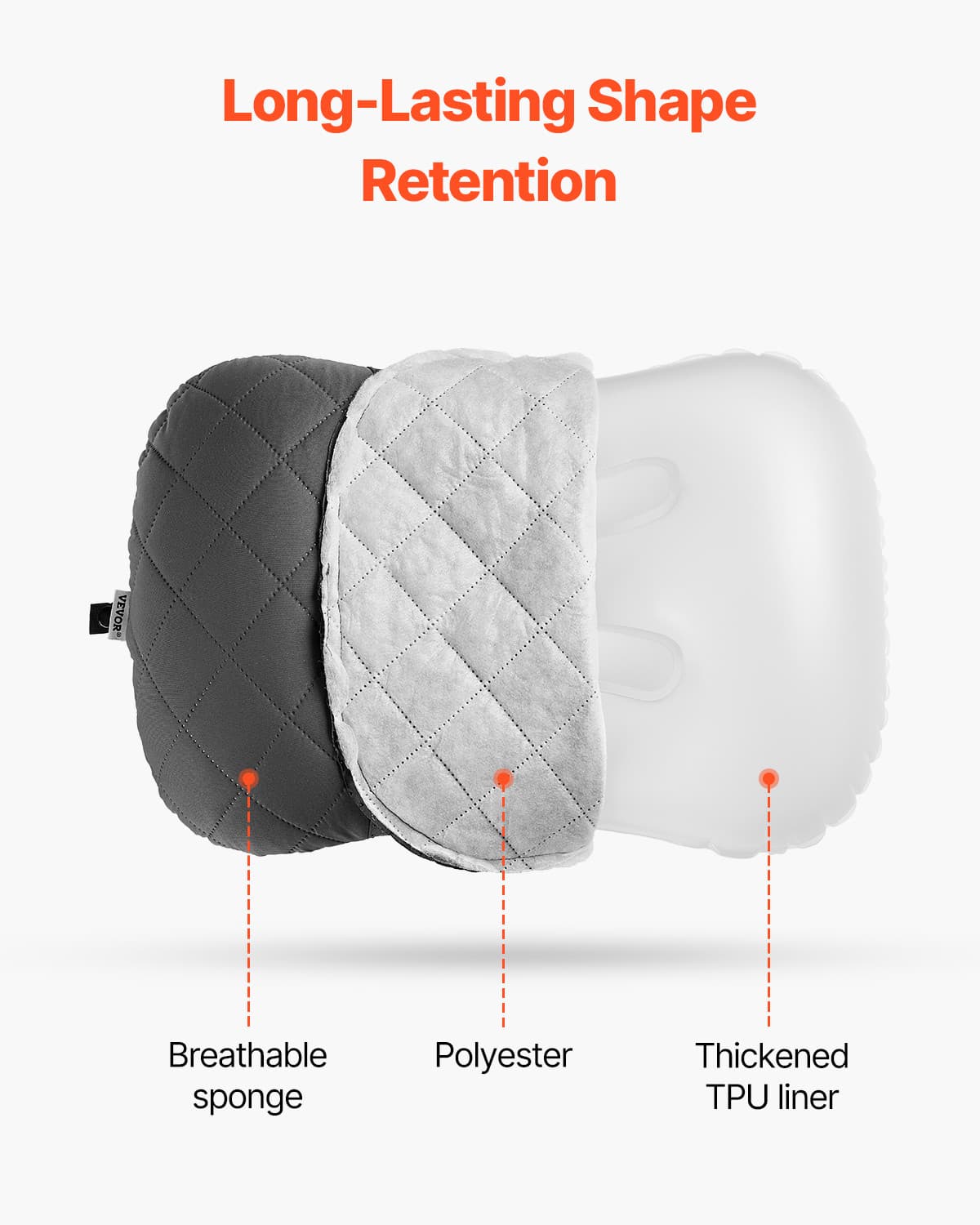 VEVOR Inflatable Camping Pillow Portable Pillow with Machine Washable Cover 5