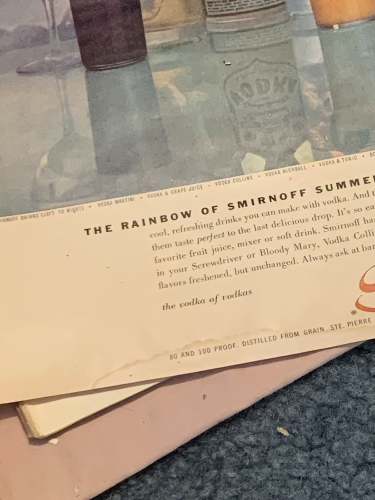 1958 magazine ad for Smirnoff Vodka - A Rainbow of Summer Drinks 4