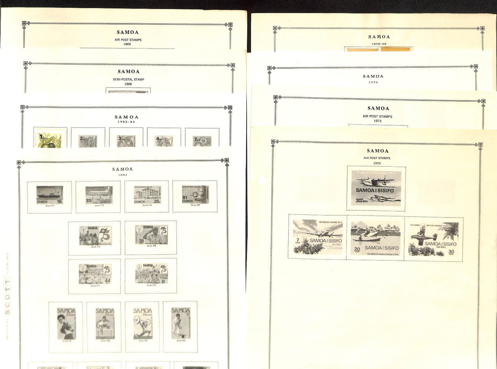 Samoa Stamp Collection on 50 Scott International Pages 1887-1984 +Extra Pages 6