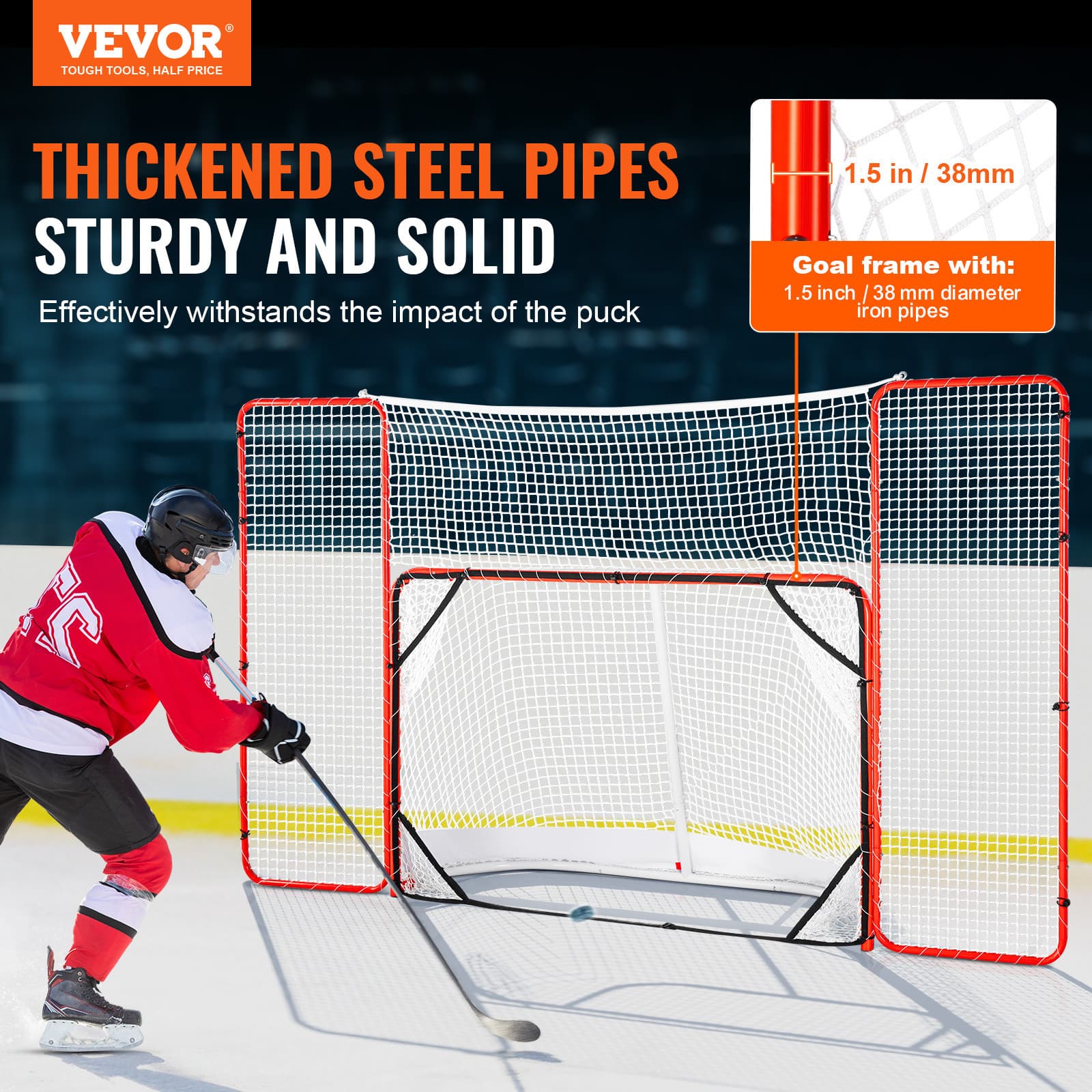 VEVOR Hockey Goal with Backstop and Targets Street Outdoor Steel Hockey Net 72" 2