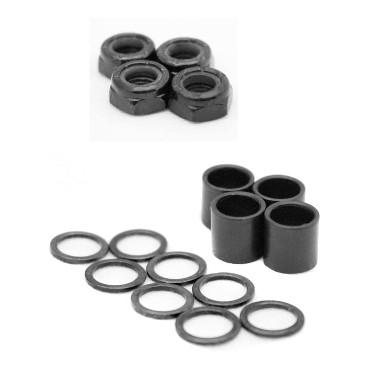 Skateboard Hardware Refresh Kit - Abec 5 Bearings, Risers, 1" Hardware, Nuts 5