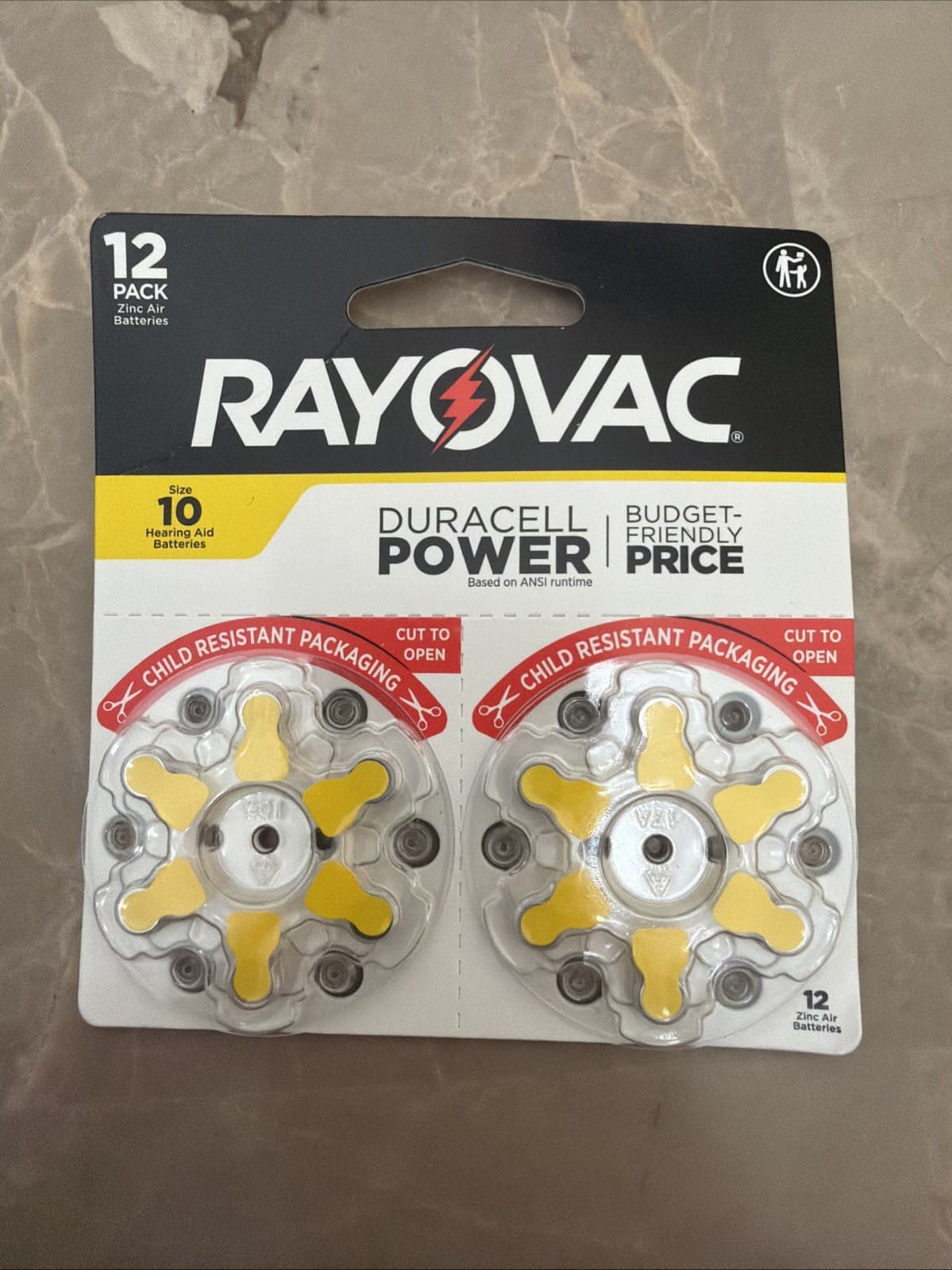 Rayovac Zinc Air Hearing Aid Batteries 12 Pack Size 10 Exp. 12/2028