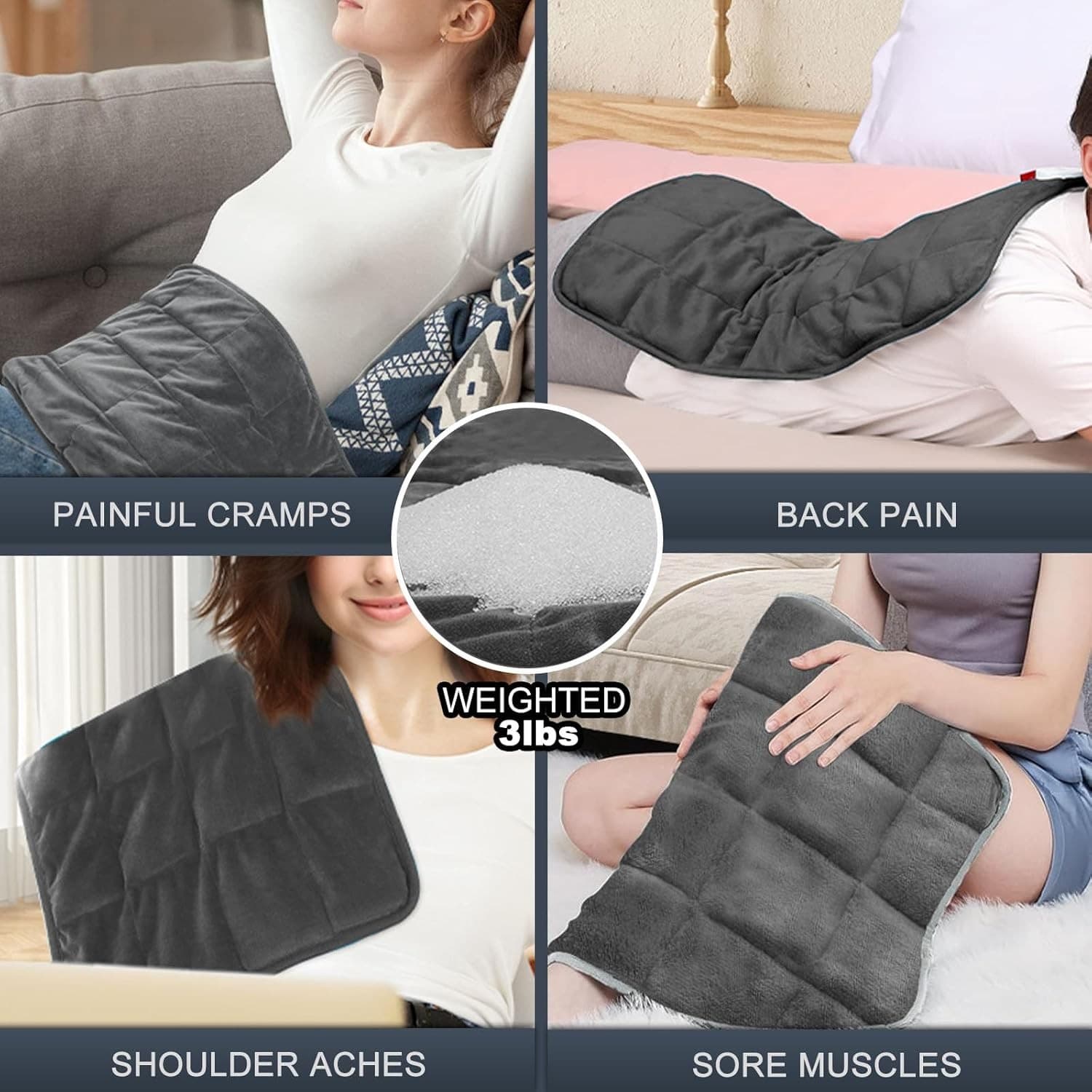 10 Heat Levels Weighted Heating Pad for Back 3Lbs for Neck and Shoulders 4