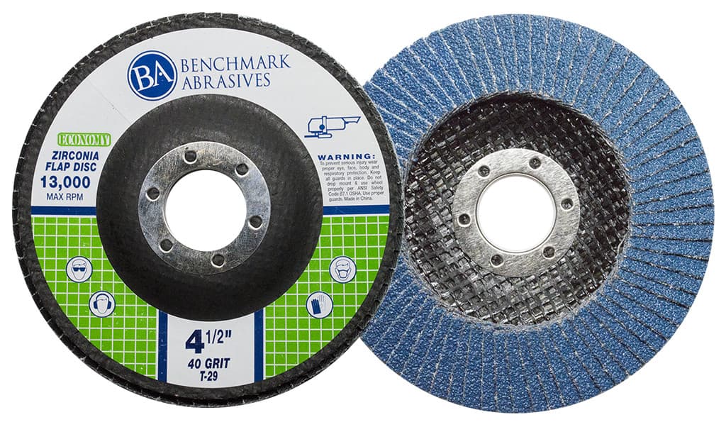 10 Pack - 4.5" Economy Flap Disc Grinding Wheels Type 29 (Angled Face) 2