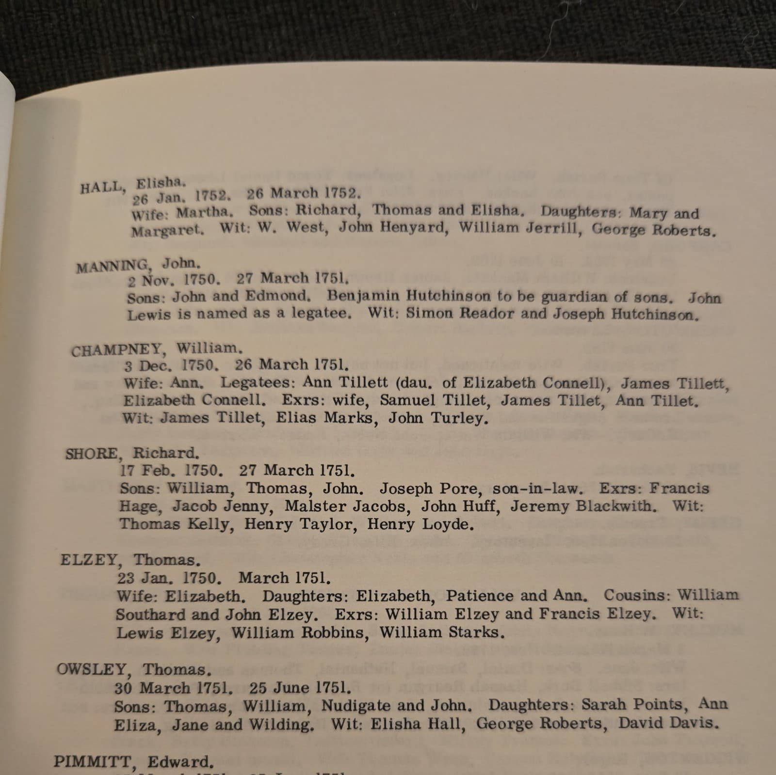 Abstracts OF Wills & Inventories, FAIRFAX COUNTY, VIRGINIA 1742-1801 5
