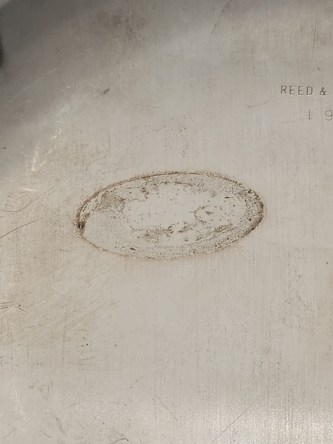 Vintage MCM Reed & Barton Silver Plated Bowl #195 Green Enamel 4