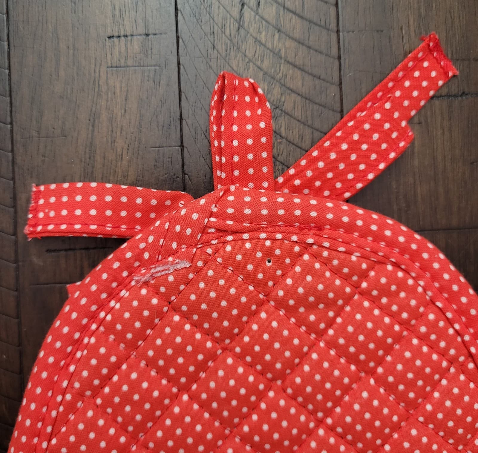 Vintage Holly Hobbie Christmas Potholder/Hotpad w Red & White Polka Dot Trim 6