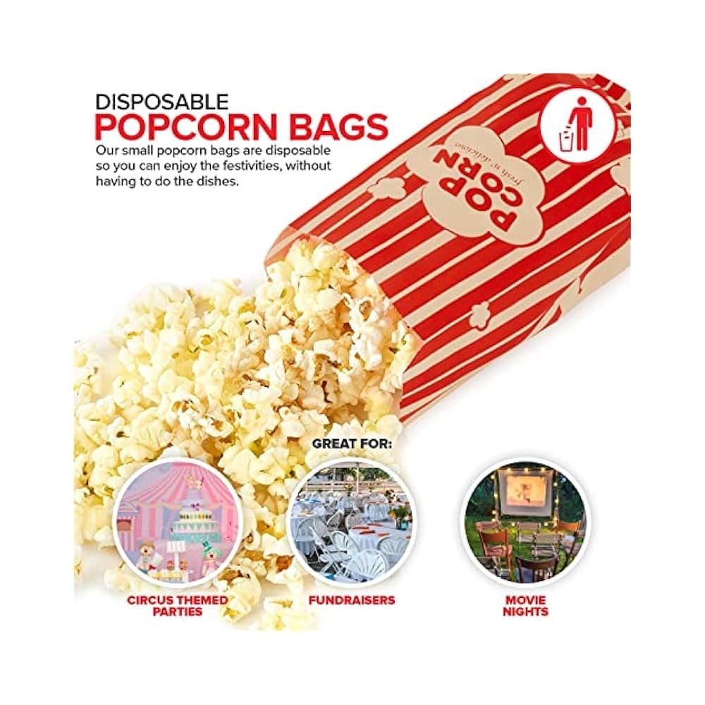 Small 1 oz Paper Popcorn Bags, Grease,Resistant & Leak,Proof for 4