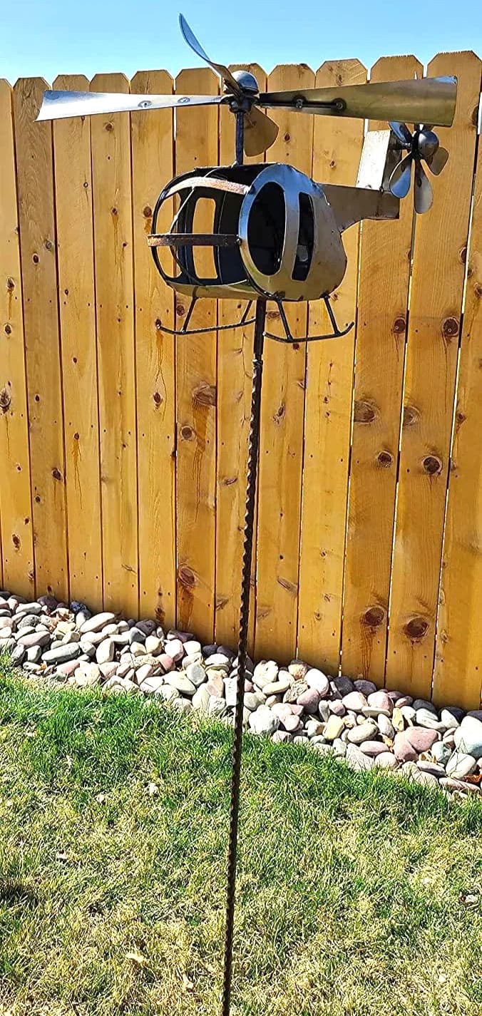 Metal Farm Helicopter Spinner Propeller Yard Garden Stake Windmill Whirly-Gig 5