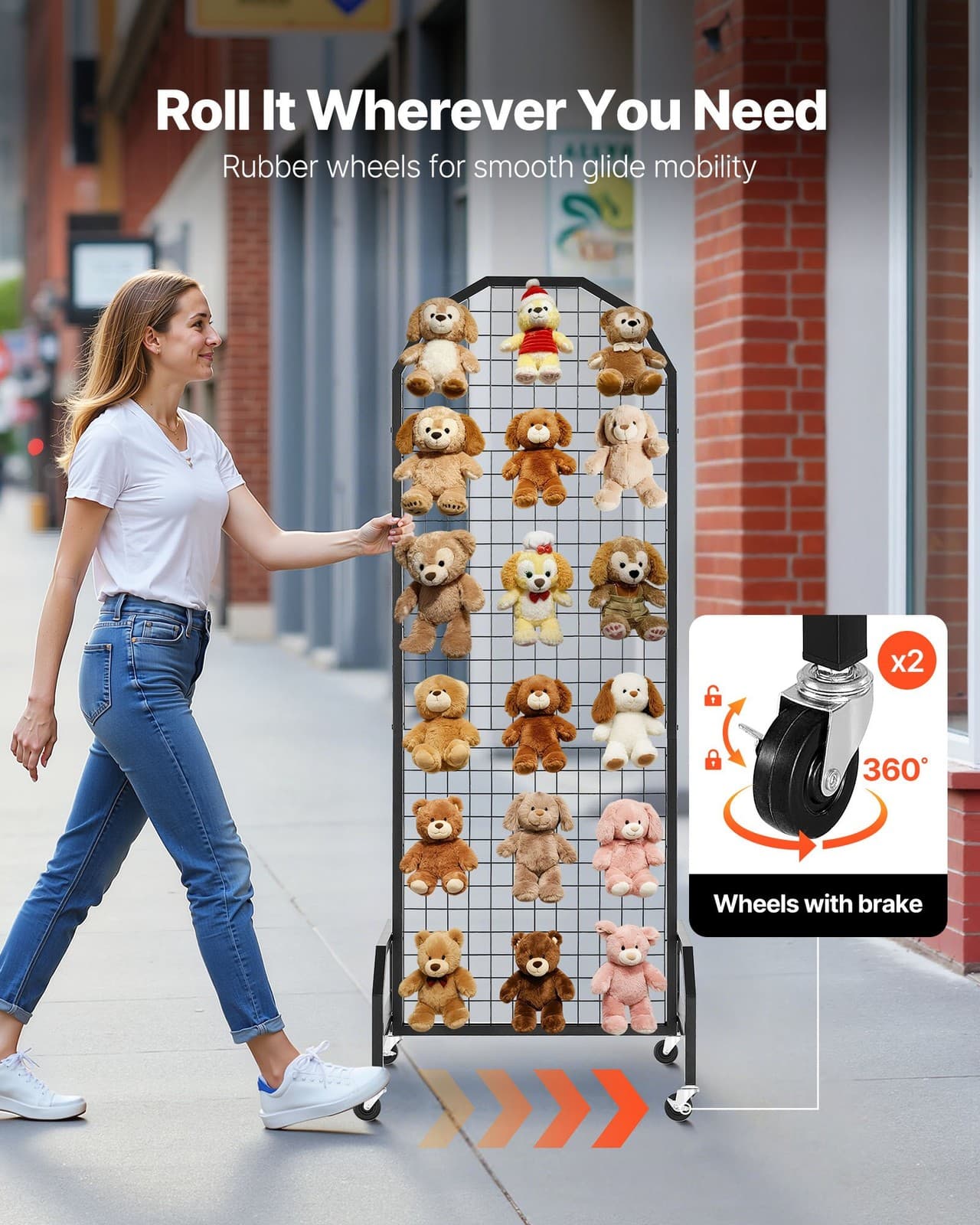 VEVOR 2 Packs Grid Wall Panels,1.9 x 5.4 ft Wire Grid Panels Display Rack,Movabl 3