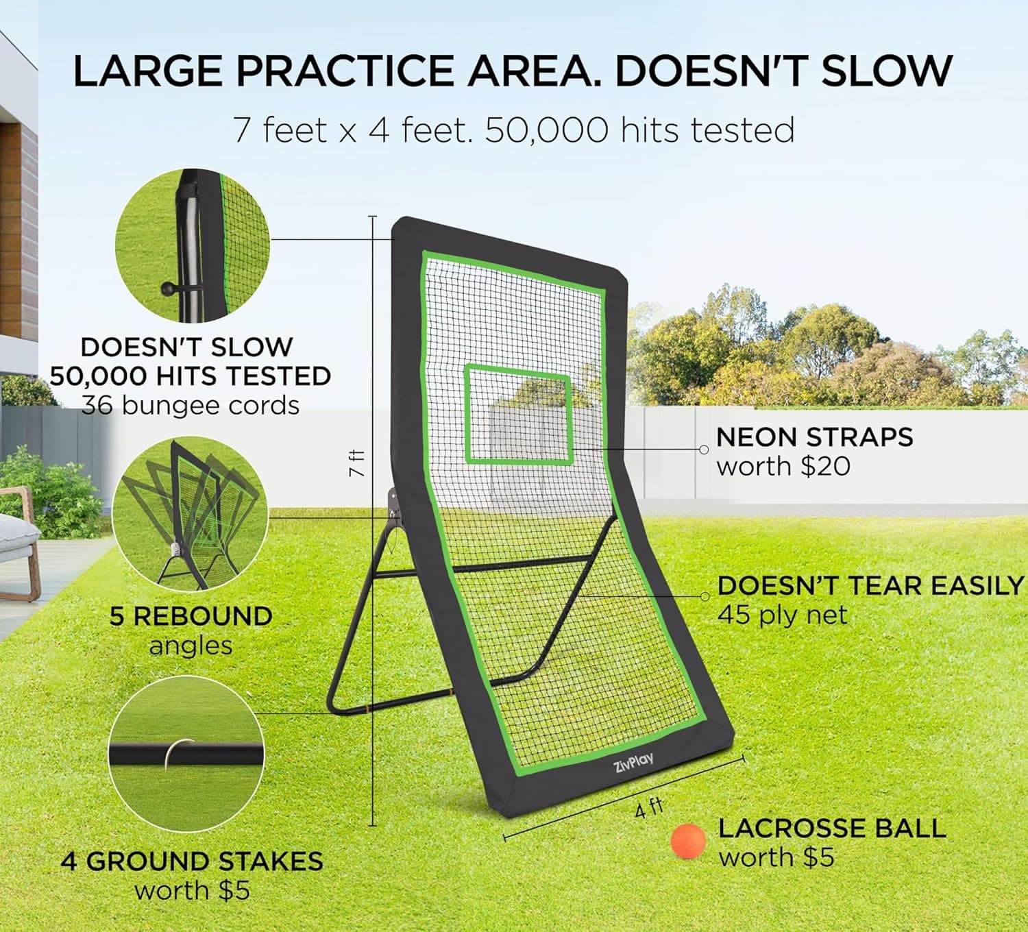 Lacrosse Rebounder for Backyard Lacrosse Bounce Back Net Volleyball Rebounder Ne 2