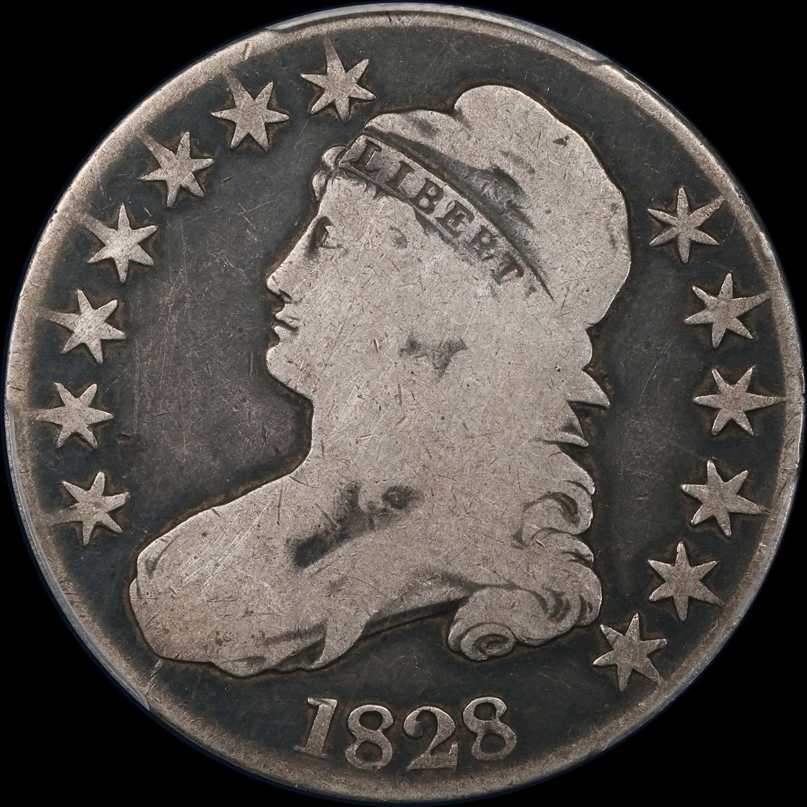 1828 Bust Half Dollar 50c PCGS G06 Square 2 Small 8 Large Letters 3