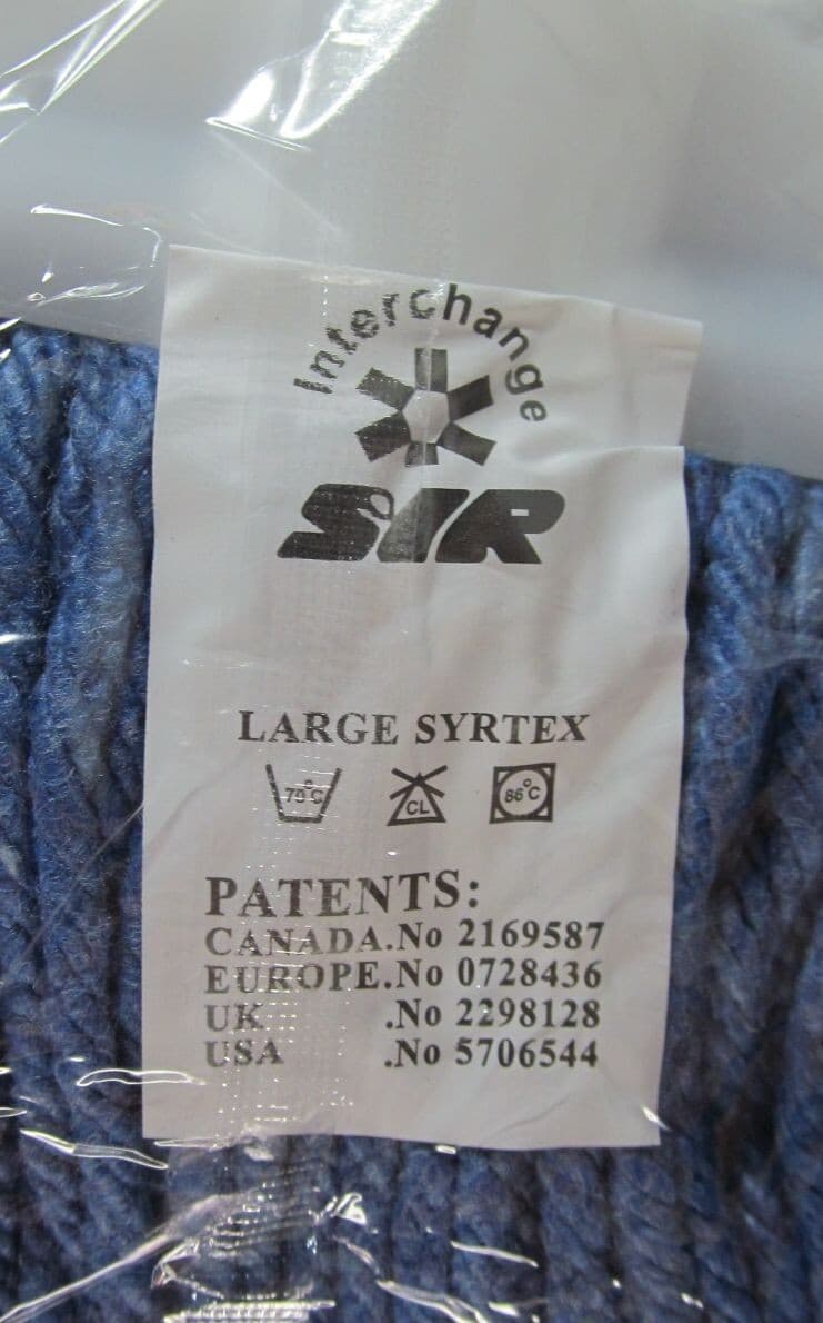 4-PACK SIR INTERCHANGE LARGE SYRTEX BLUE MOP HEADS FOR UNIVERSAL SCREW-ON HANDLE 3