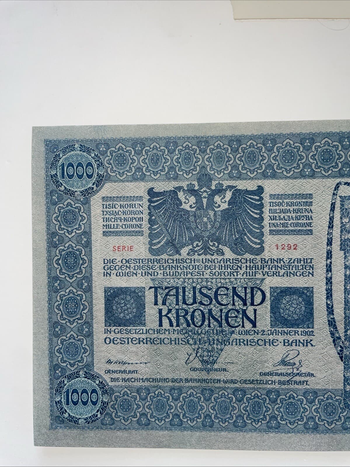 1902 Austria 1000 Kronen - World Currency Beautiful Condition 3