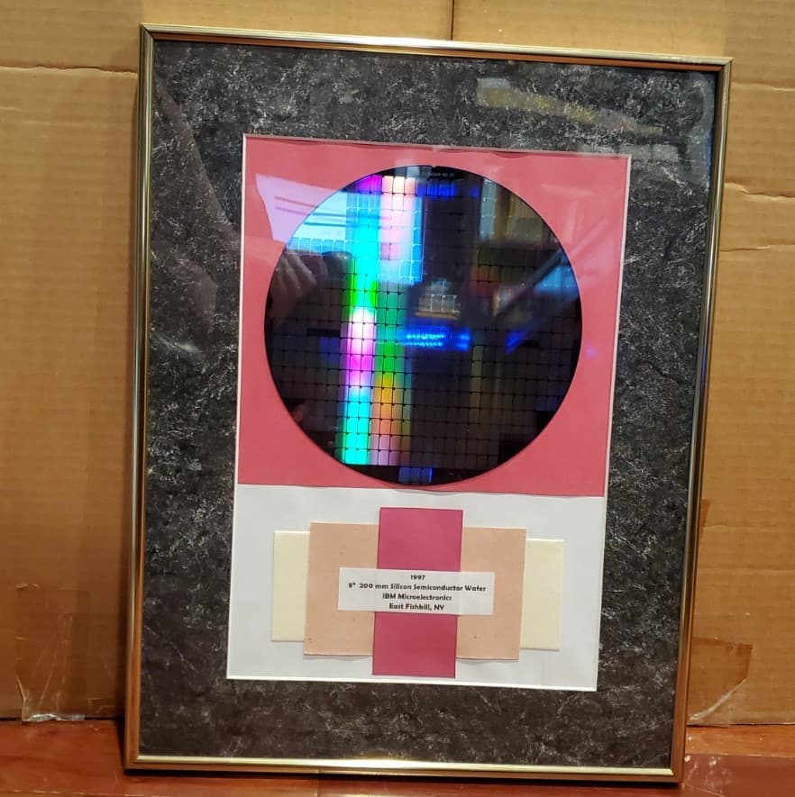 VTG 8" 200mm Silicon Semiconductor IC Chip Lithography Wafer Mounted in Frame 4