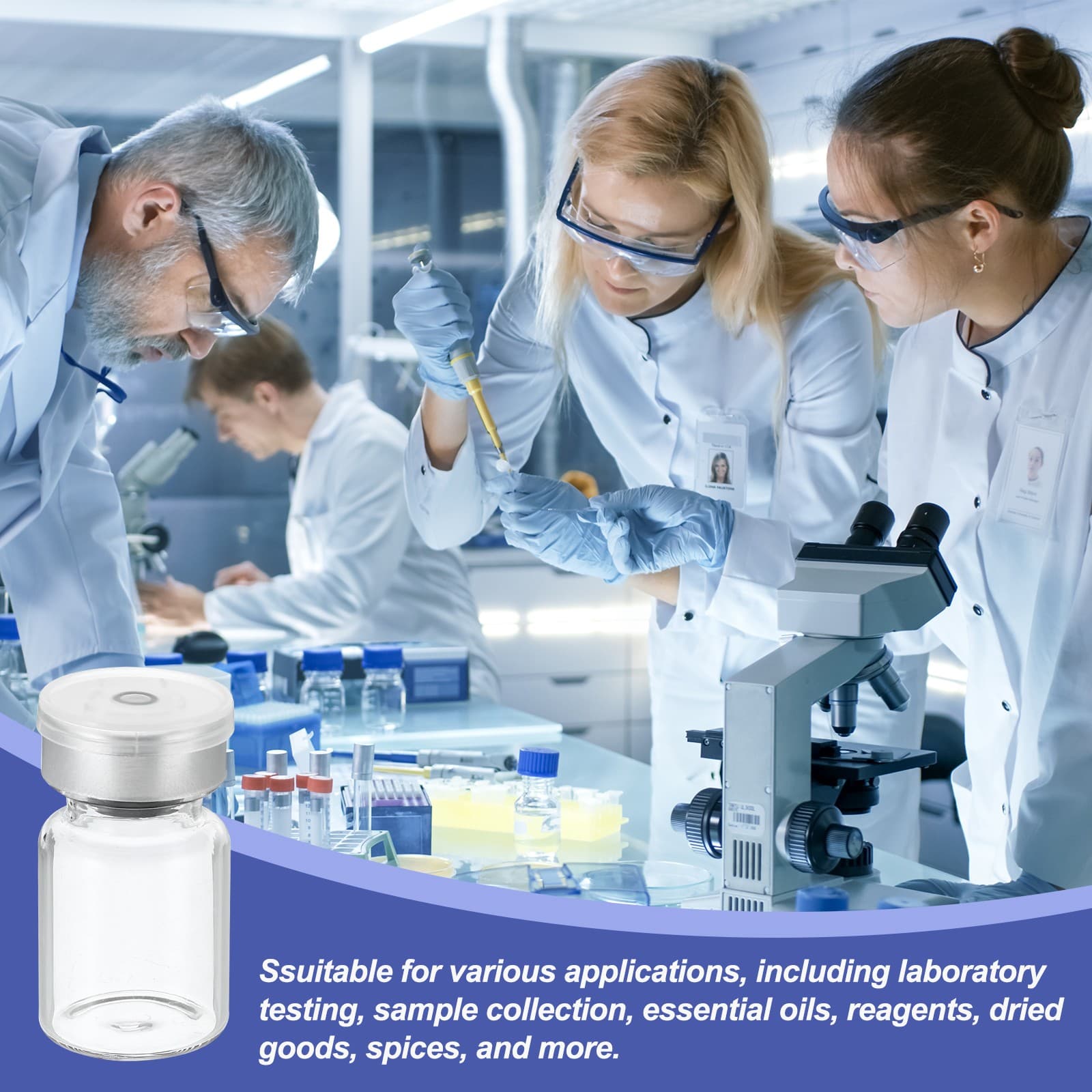 8 Pack 5ml Sample Vials Lab Empty Vials Borosilicate Glass Vial Transparent 5