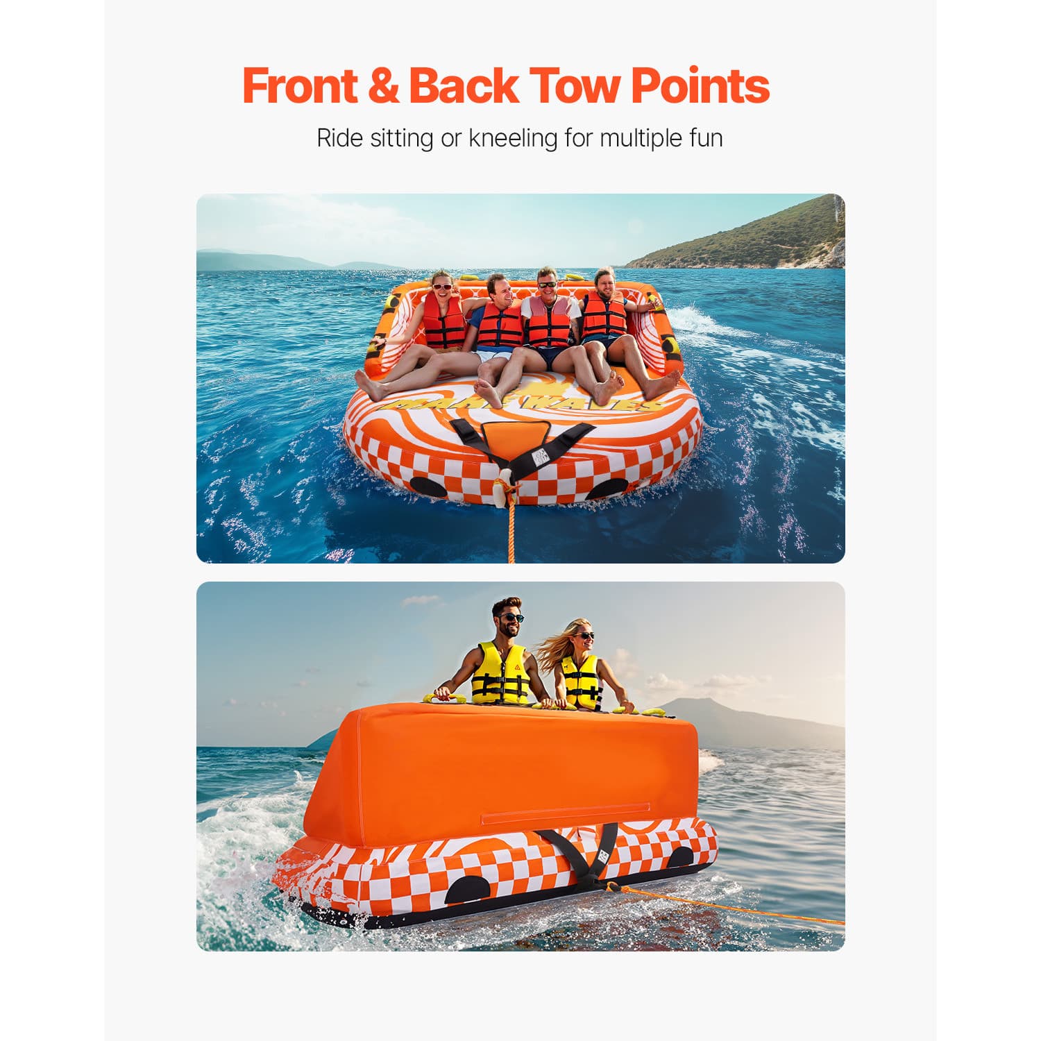 Towable Tube for Boating 1-4 Riders Boating Tubes Towable Water Sport 6