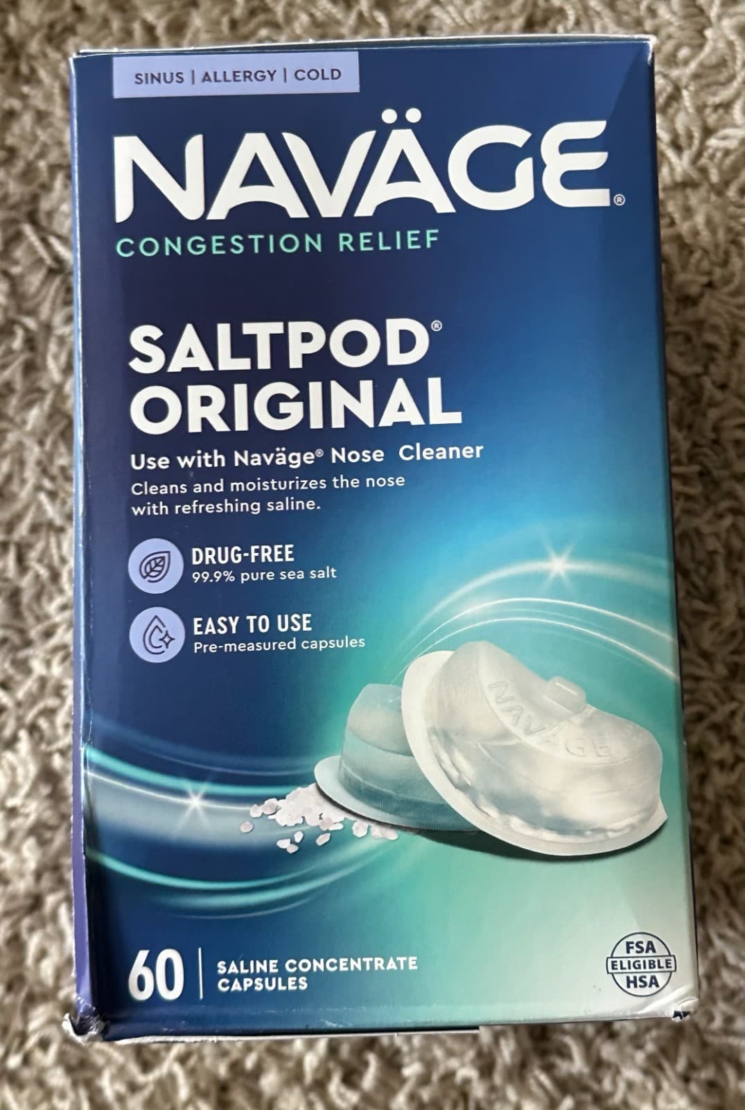 NEW Navage Nasal Care Original 60 Saltpods Exp 5/28 4