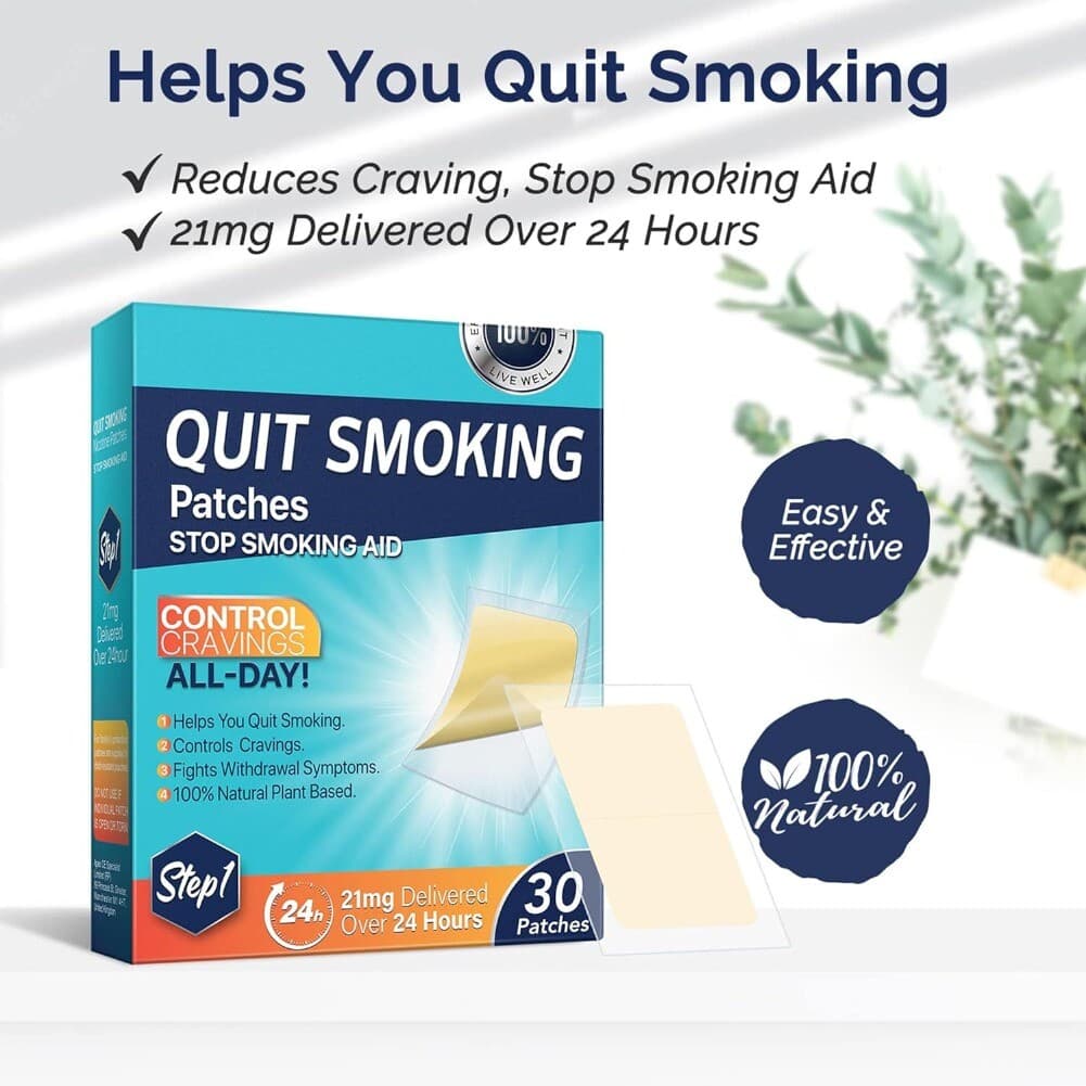 Quit Smoking Nicotine Patches, 30 Patches, 21mg Step 1 Stop Smoking Aids Patches 2