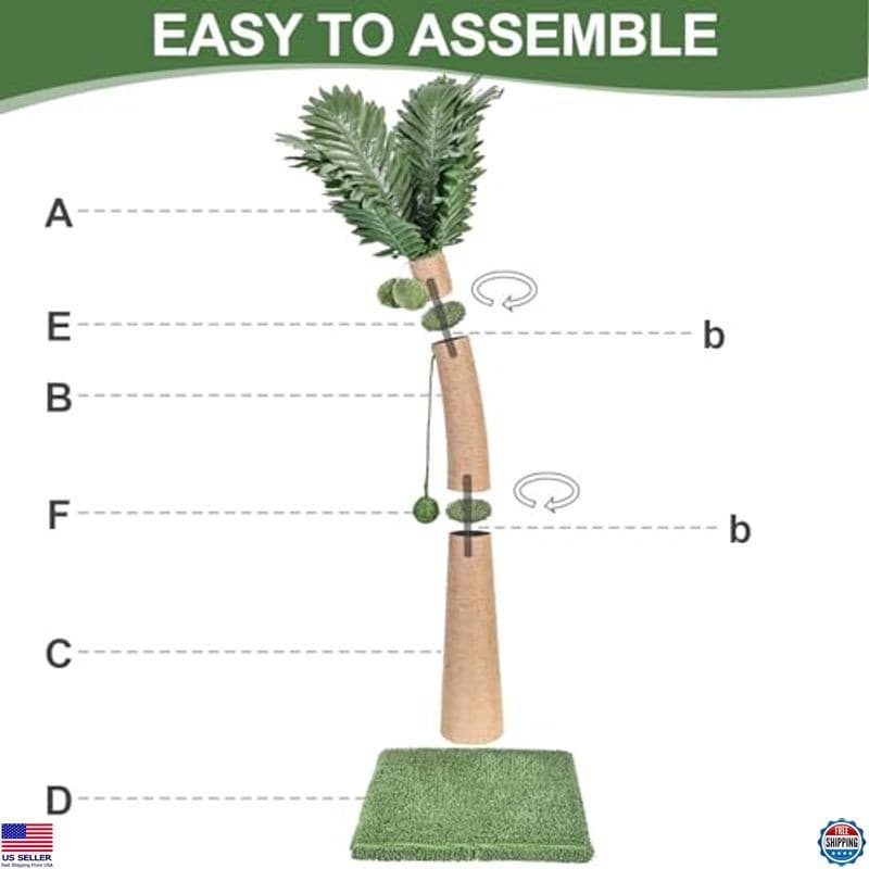 40'' Tall Cat Scratching Post Cat Tree, Curved Design Cat Scratcher Post with 3 5