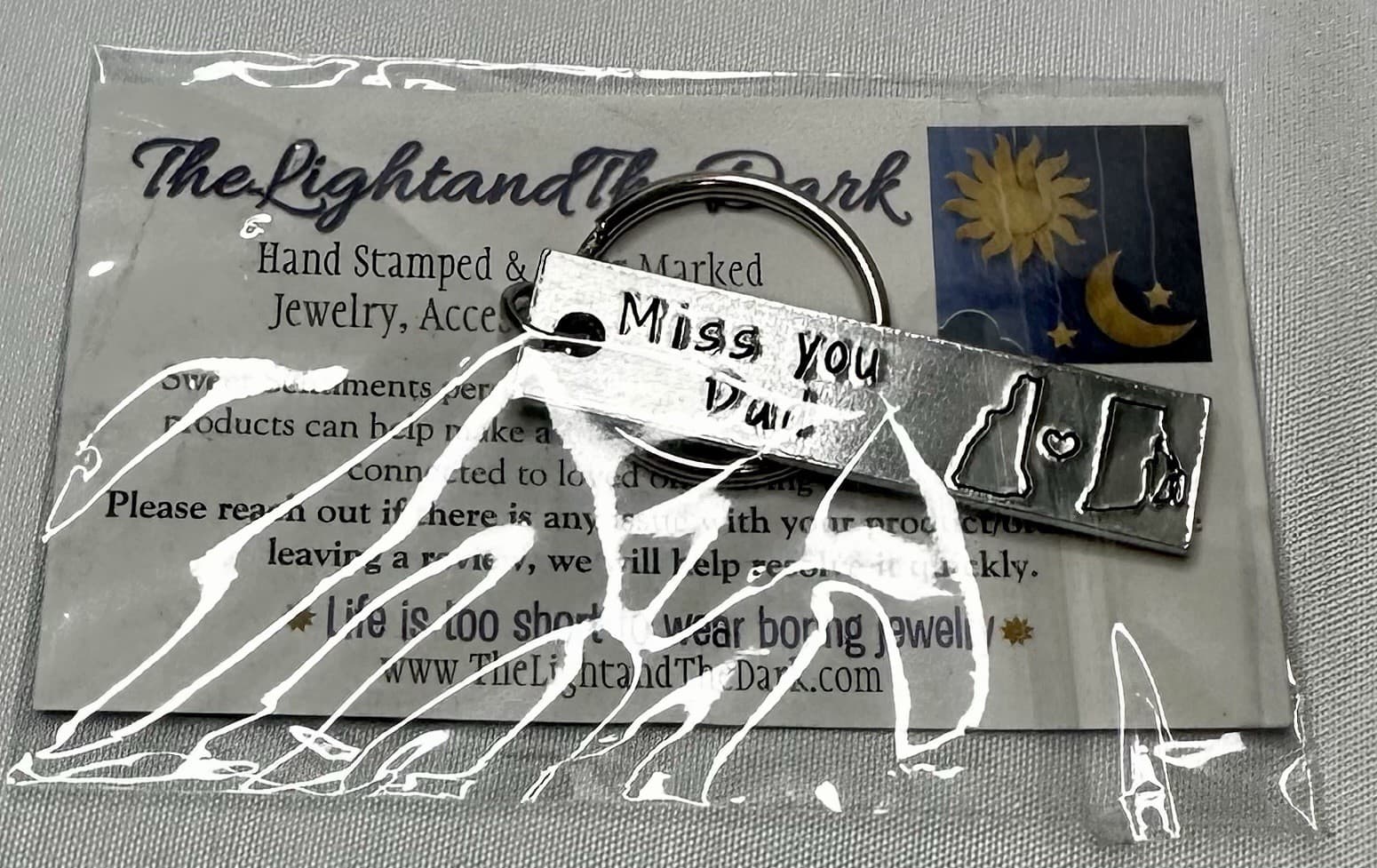 Fathers Gift – Miss You Dad Engraved Key Chain Memorial Keepsake