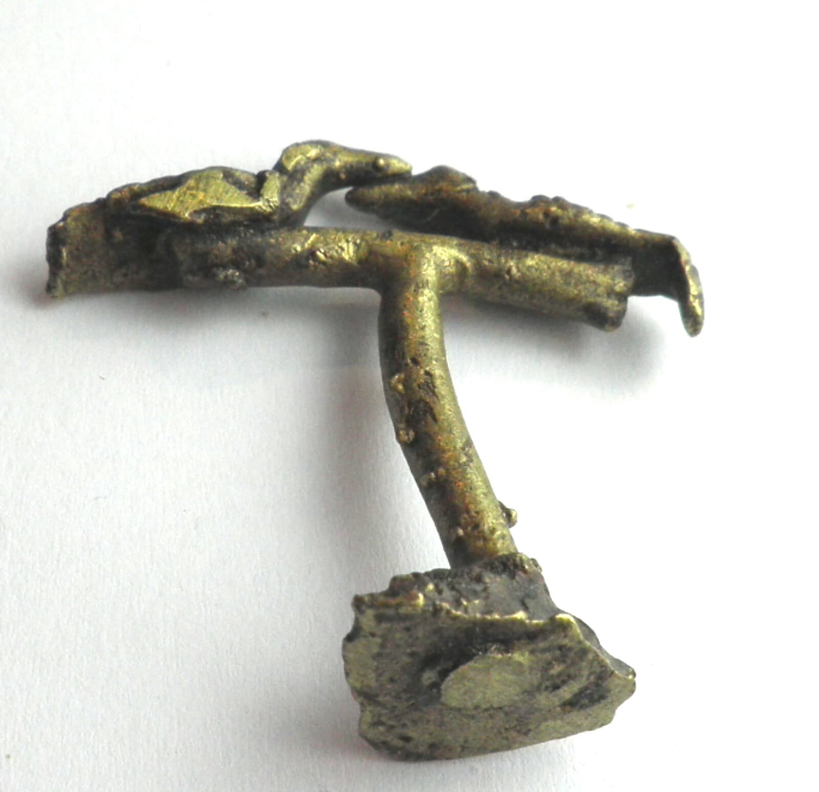 AFRICAN ASHANTI AKAN, TWO BIRDS ON STAND, GOLD WEIGHT 1700-1900 AD Brass 11.6g. 3