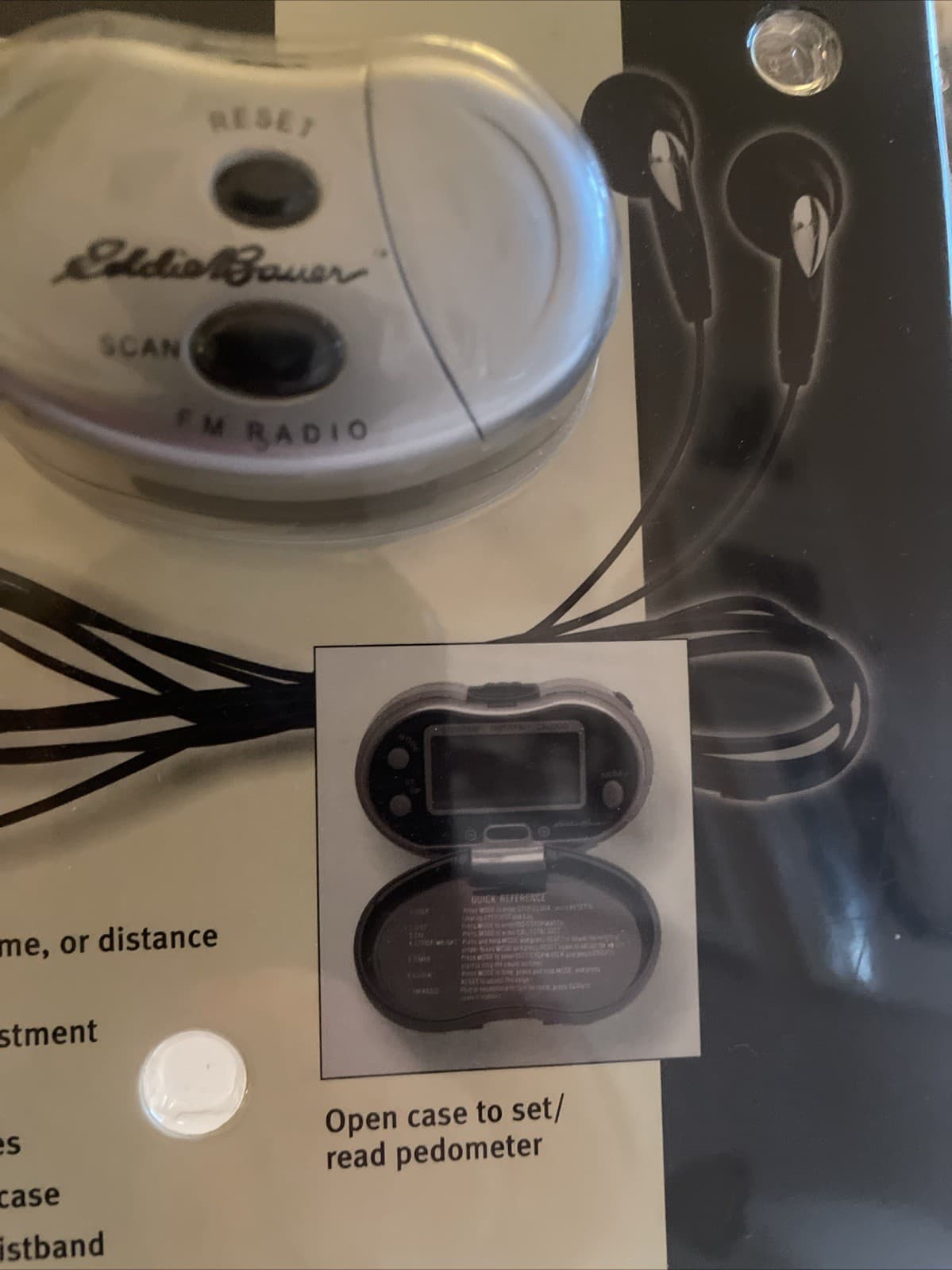 Eddie Bauer Pedometer with FM Radio and Earphones EB9111CP NOS New Sealed  4