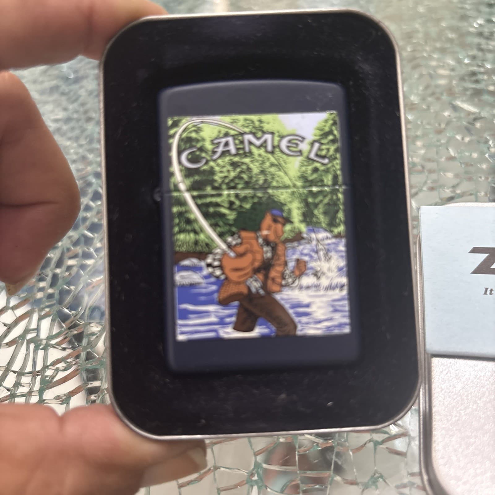 CAMEL CIGARETTES JOE CAMEL FLY FISHING ZIPPO LIGHTER MINT IN BOX 1997 2