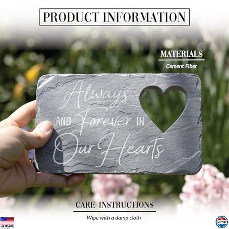 Forever In Our Hearts 7” Weatherproof Garden Stepping Stone Memorial Plaque 2