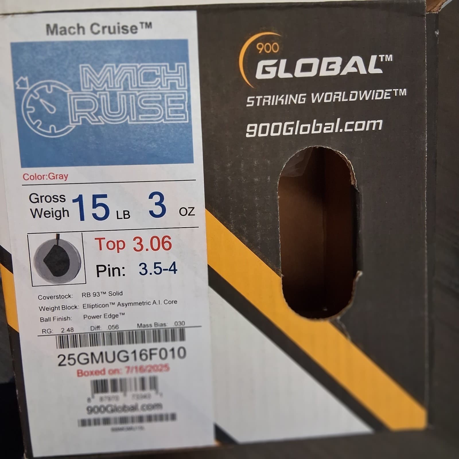 900 Global Mach Cruise Bowling ball 15lb  1st quality  NEW IN BOX #010 2