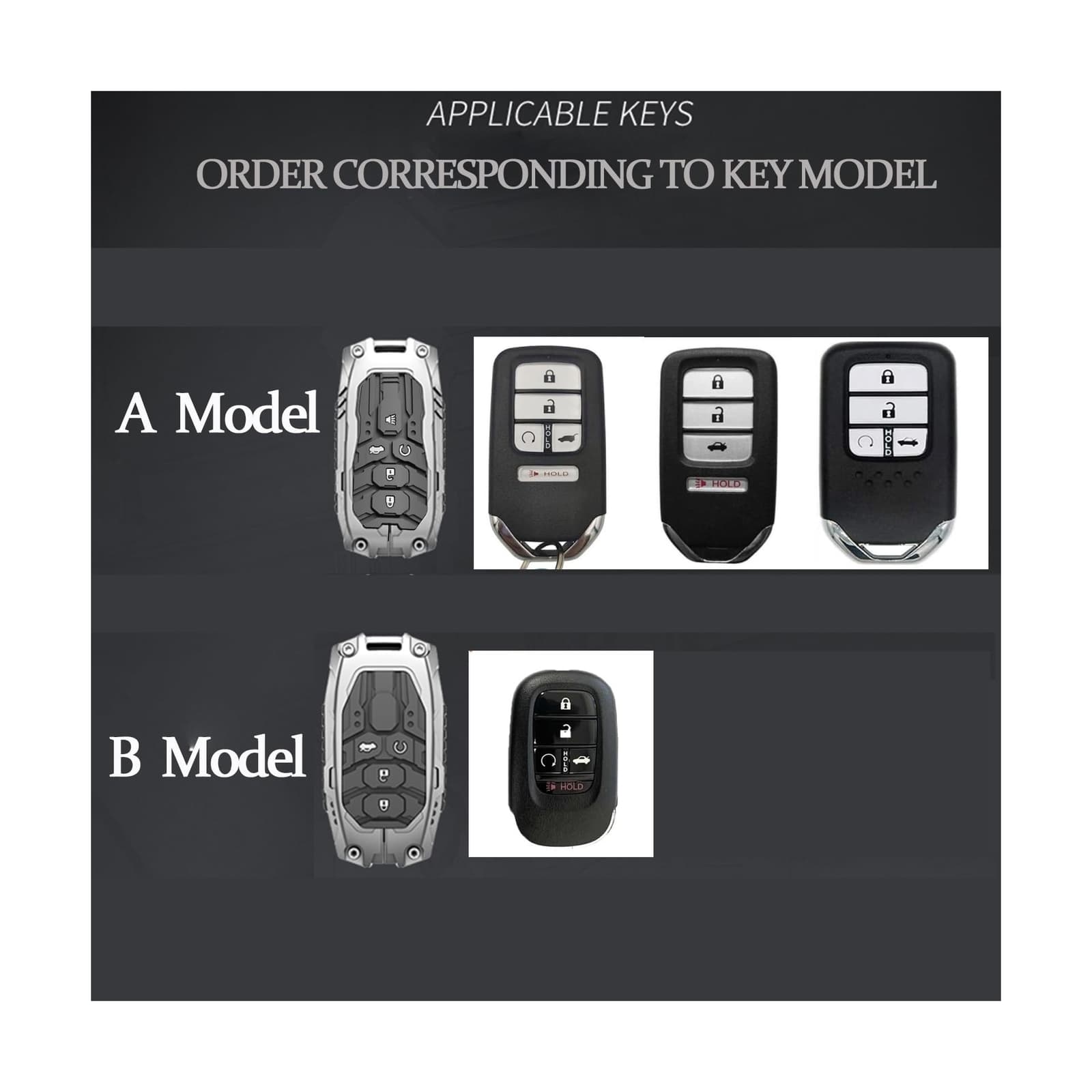 Heavy Metal Key fob Cover for Honda with Keychain,Key fob Case Protection Com... 2