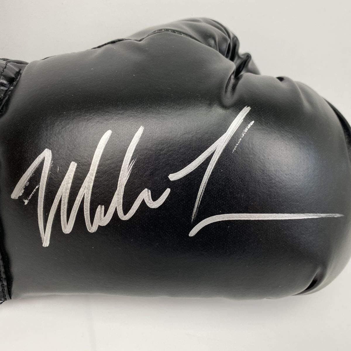 Autographed/Signed MIKE TYSON Imperfect Black Everlast Boxing Glove Hologram COA 2