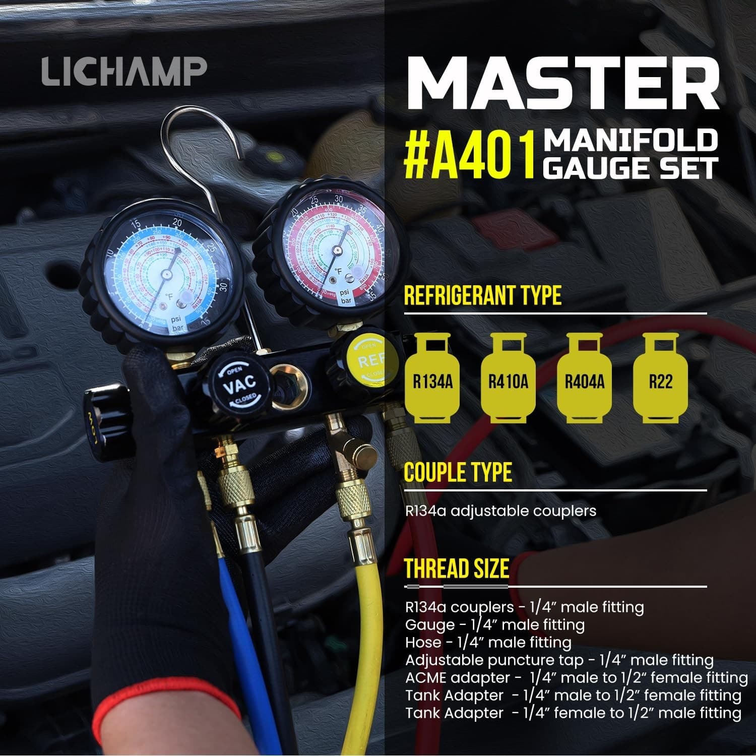 Multifunctional AC Manifold Gauge Set with Hoses 4